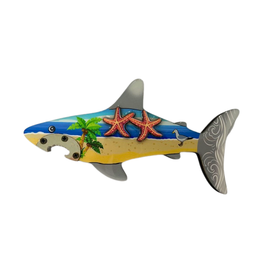 Shark Magnet Bottle Opener w Starfish MDF