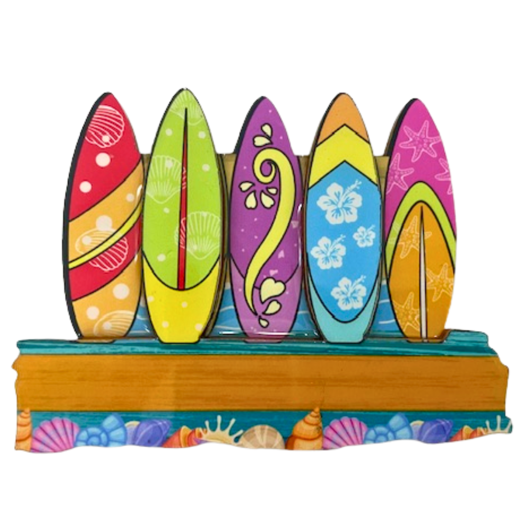 5 Colourful Surf Boards Magnet MDF