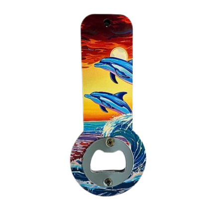 Magnet Bottle Opener w Dolphins MDF