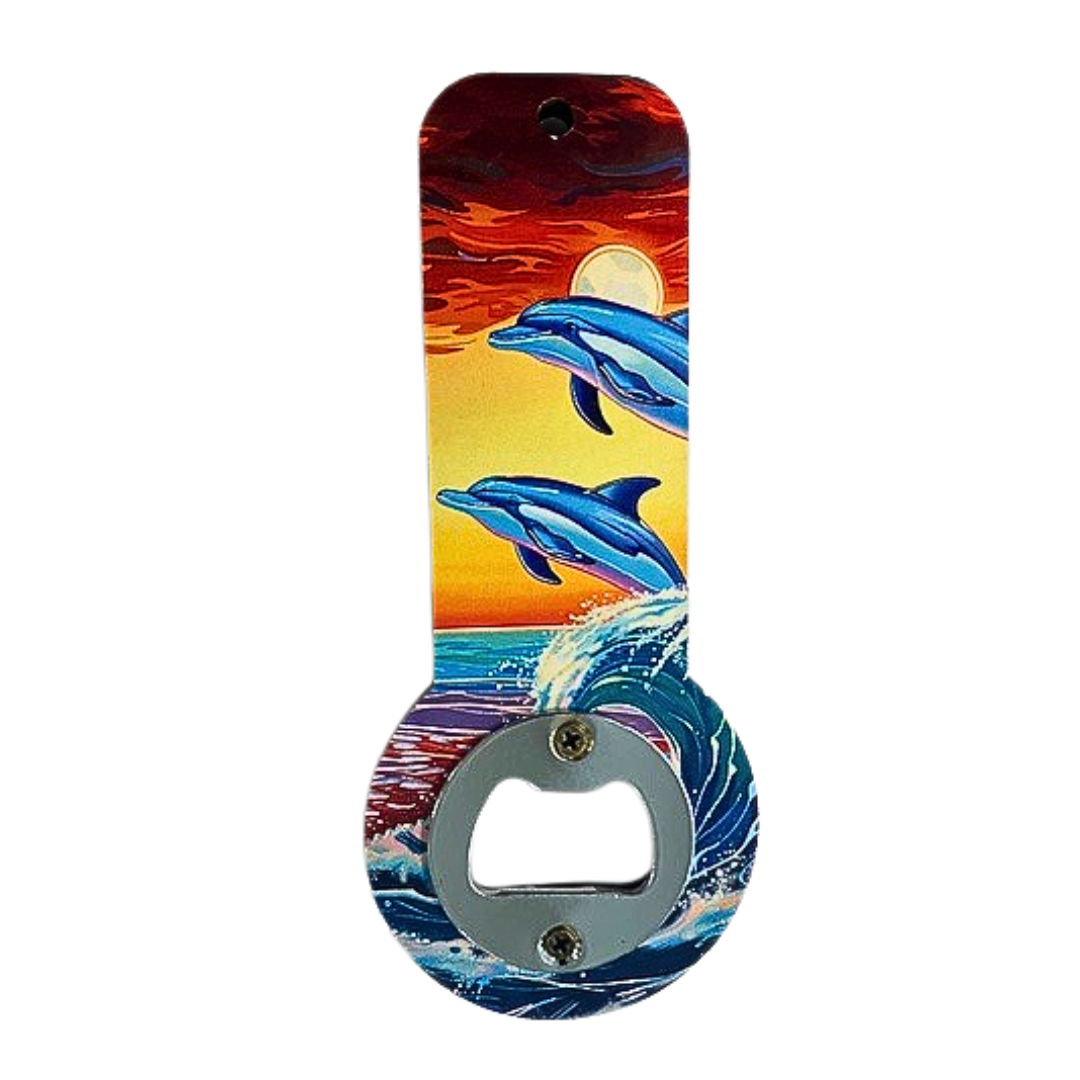 Magnet Bottle Opener w Dolphins MDF