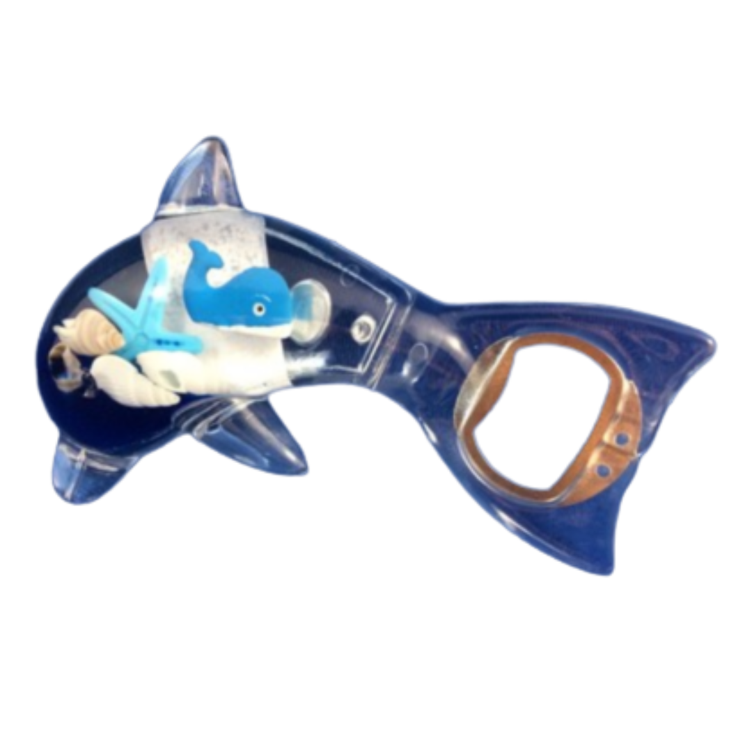 Floating Shells in Dolphin Bottle Opener Magnet 5X11cm.