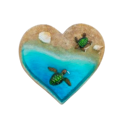 Heart Shape Seaside Magnet with Turtles