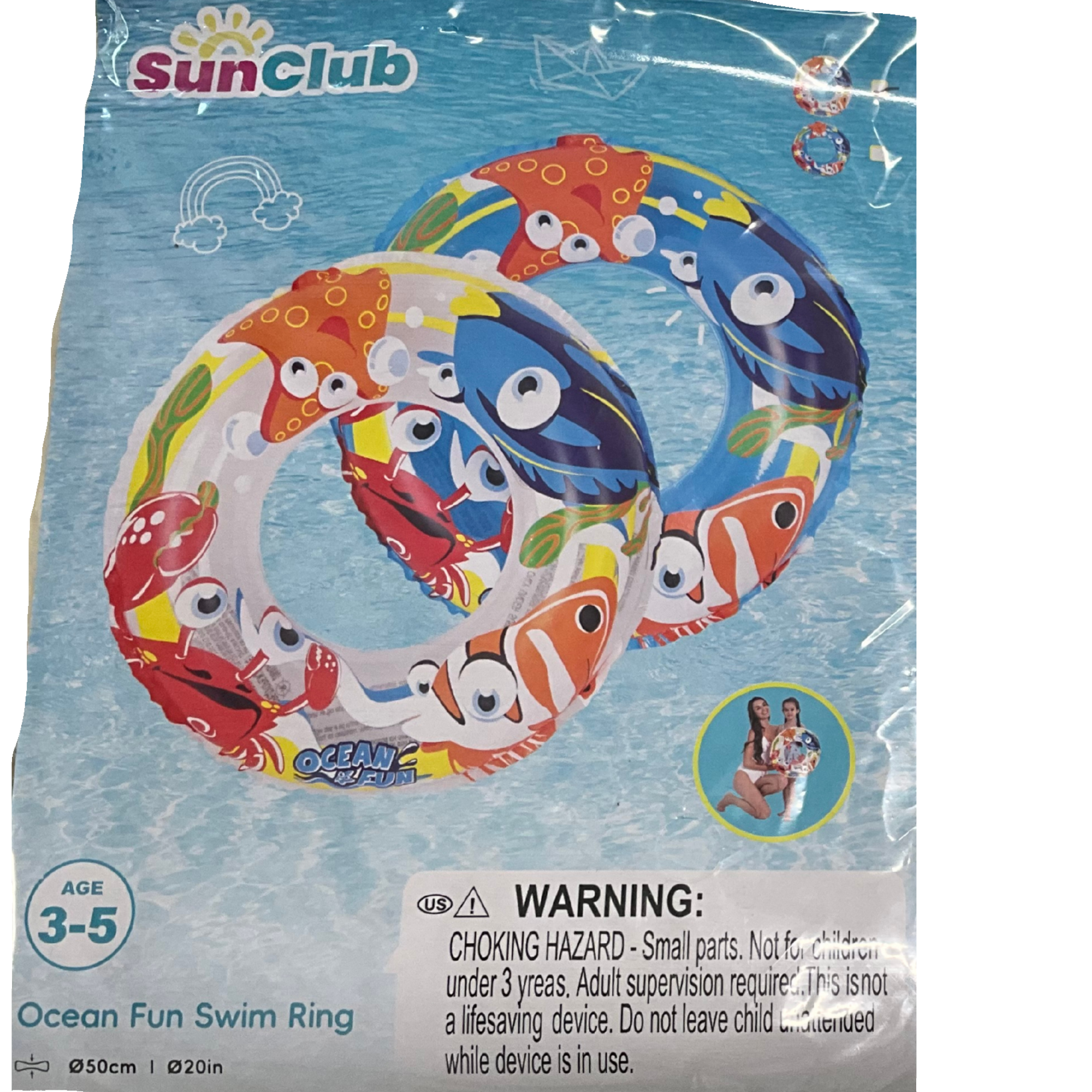 Sunclub Ocean Fun Swim Ring Outdoor Inflatable Water Sports Pool Floating Swimming Toys for Kids