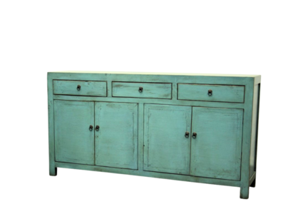 Lacquered Elm 3 Drawer 4 Door Buffet | Teal