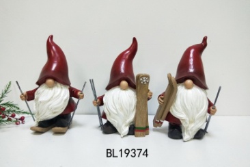 Skiing Gnome Figurine Set of 3