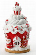 8"H Cake house with LED light (Santa)