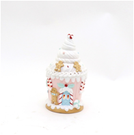 9"H Cake house with LED light (gingerbread man)