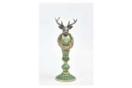 RESIN DEER HEAD ON PEDESTAL,GREEN11.5*10.7*30.3