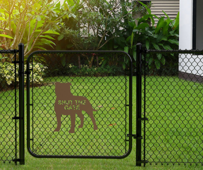 Staffy Dog- Shut the Gate - Garden Art Decoration - Rusty Metal Garden Art - Outdoor Ornament - Welcome Sign - Gift for Dog Owner