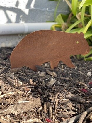 Wombat - Garden Stake - Australian Native Animal - Rusty Metal Garden Art - Animal Silhouette - Pet Memorial