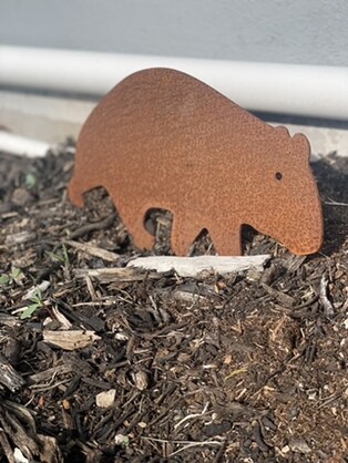 Wombat - Garden Stake - Australian Native Animal - Rusty Metal Garden Art - Animal Silhouette - Pet Memorial