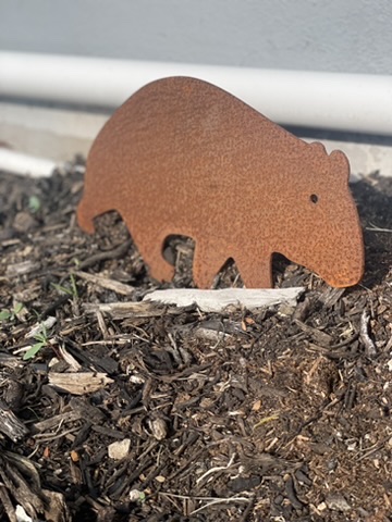 Wombat - Garden Stake - Australian Native Animal - Rusty Metal Garden Art - Animal Silhouette - Pet Memorial