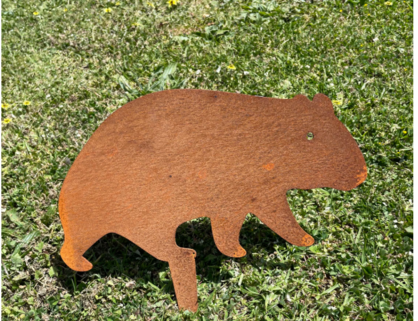 Wombat - Garden Stake - Australian Native Animal - Rusty Metal Garden Art - Animal Silhouette - Pet Memorial