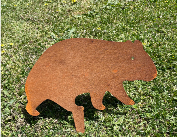 Wombat - Garden Stake - Australian Native Animal - Rusty Metal Garden Art - Animal Silhouette - Pet Memorial