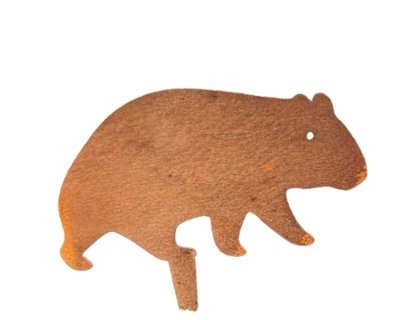 Wombat - Garden Stake - Australian Native Animal - Rusty Metal Garden Art - Animal Silhouette - Pet Memorial