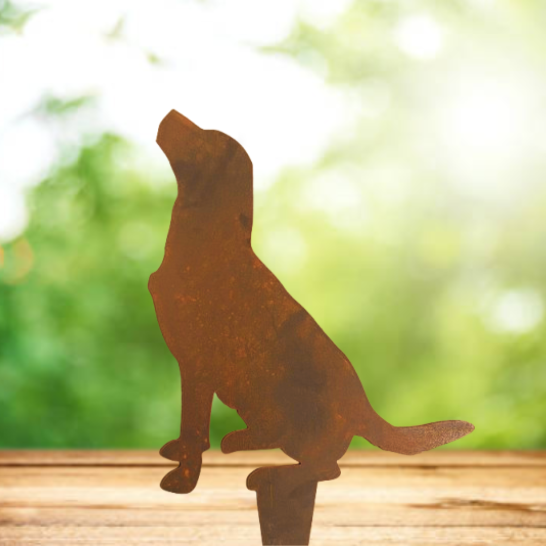 Labrador - Metal Rusty Garden Art for a Dog Lover - Animal Stake - Metal Garden Art - Garden Stake - Animal Art - Golden Retriever