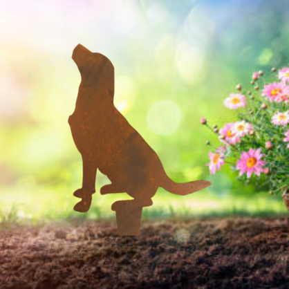 Labrador - Metal Rusty Garden Art for a Dog Lover - Animal Stake - Metal Garden Art - Garden Stake - Animal Art - Golden Retriever