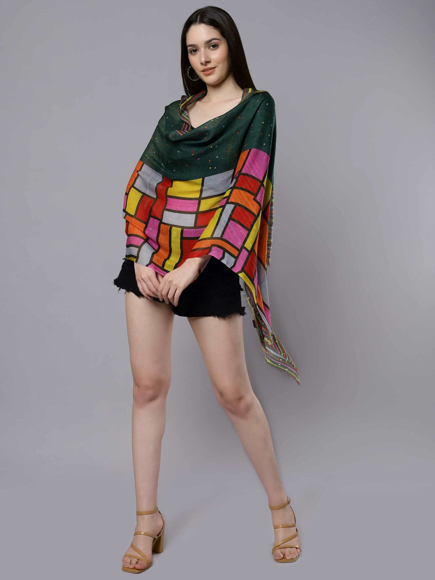 Geometric Fine Merino Designer Scarf – W23-114 FW