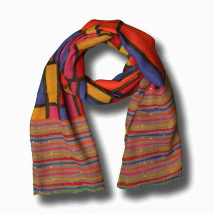 Geometric Fine Merino Designer Scarf – W23-115 FW