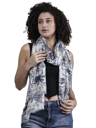 Outline Artwork Abstract Fine Twill Merino Silk Designer Scarf – W24-144 FW
