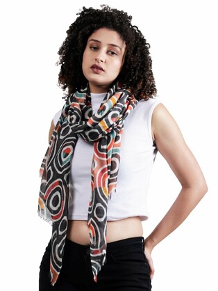 Geometrical Fine Twill Merino Silk Designer Scarf – W24-16 FW
