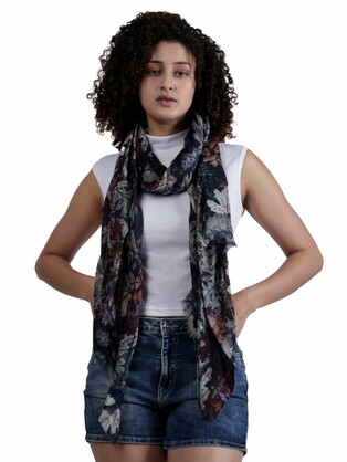 Floral Fine Twill Merino Silk Designer Scarf – W24-18 FW