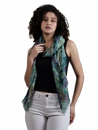 Abstract Fine Twill Merino Silk Designer Scarf – W24-38 FW