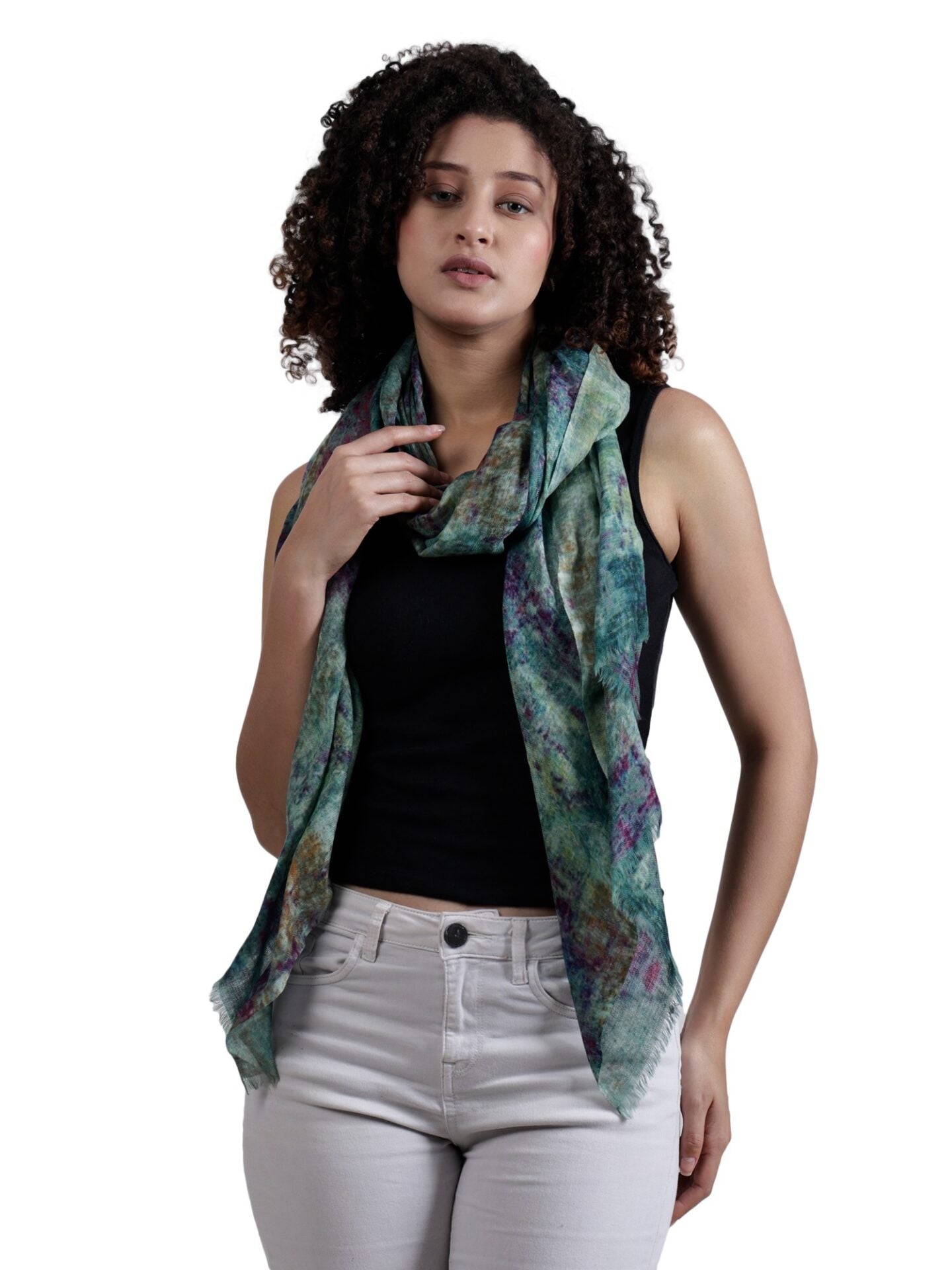 Abstract Fine Twill Merino Silk Designer Scarf – W24-38 FW