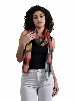 Geometrical Fine Twill Merino Silk Designer Scarf – W24-74 FW