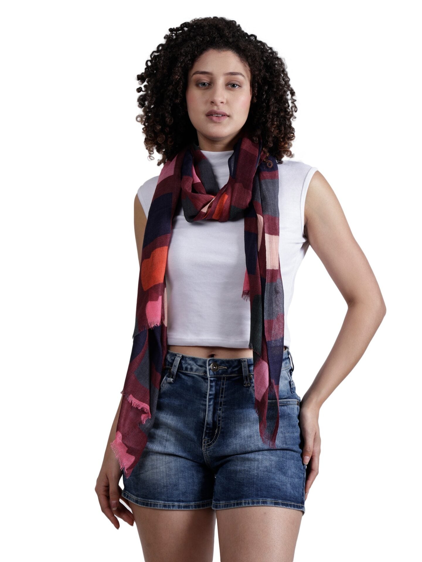 Geometrical Fine Twill Merino Silk Designer Scarf – W24-75 FW