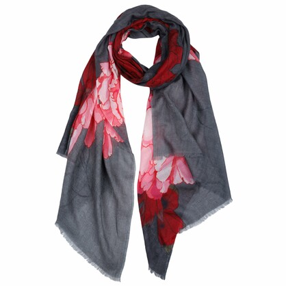 Floral Fine Merino Silk Designer Scarf – W23-74 FW