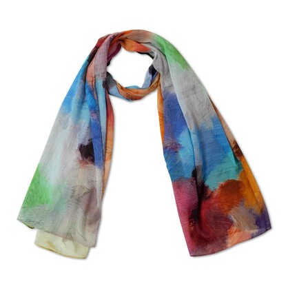 Abstract Cotton Voile Designer Scarf – S22-12 CV