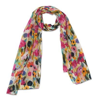 Floral Cotton Voile Designer Scarf – S24-115 CV