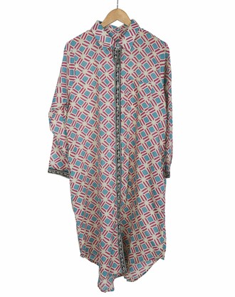 Geometrical Screen-Printed Mid-length Cotton shirt dress – geometrical-screen-printed-mid-length-cotton-shirt-dress