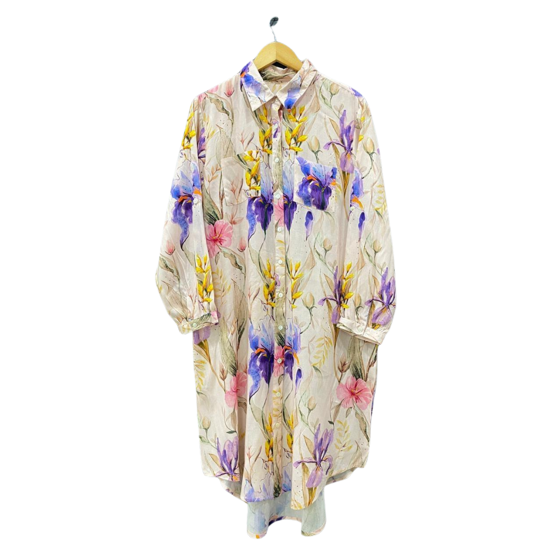 Floral Print Mid-Length Shirt Dress. – geometrical-circle-print-mid-length-shirt-dress-copy