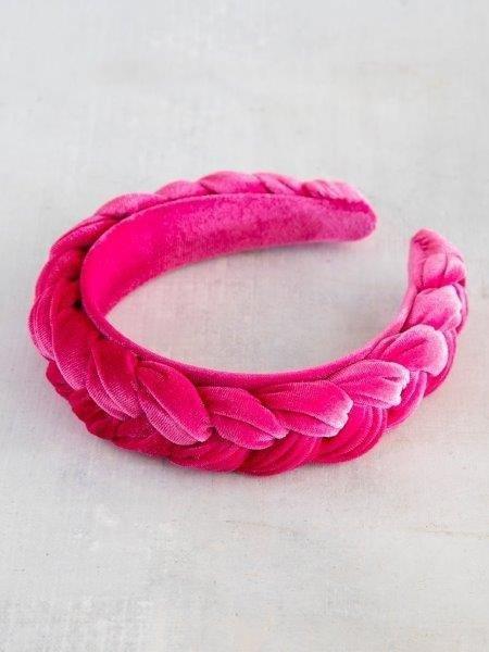 Velvet Braided Headband - Fuchsia