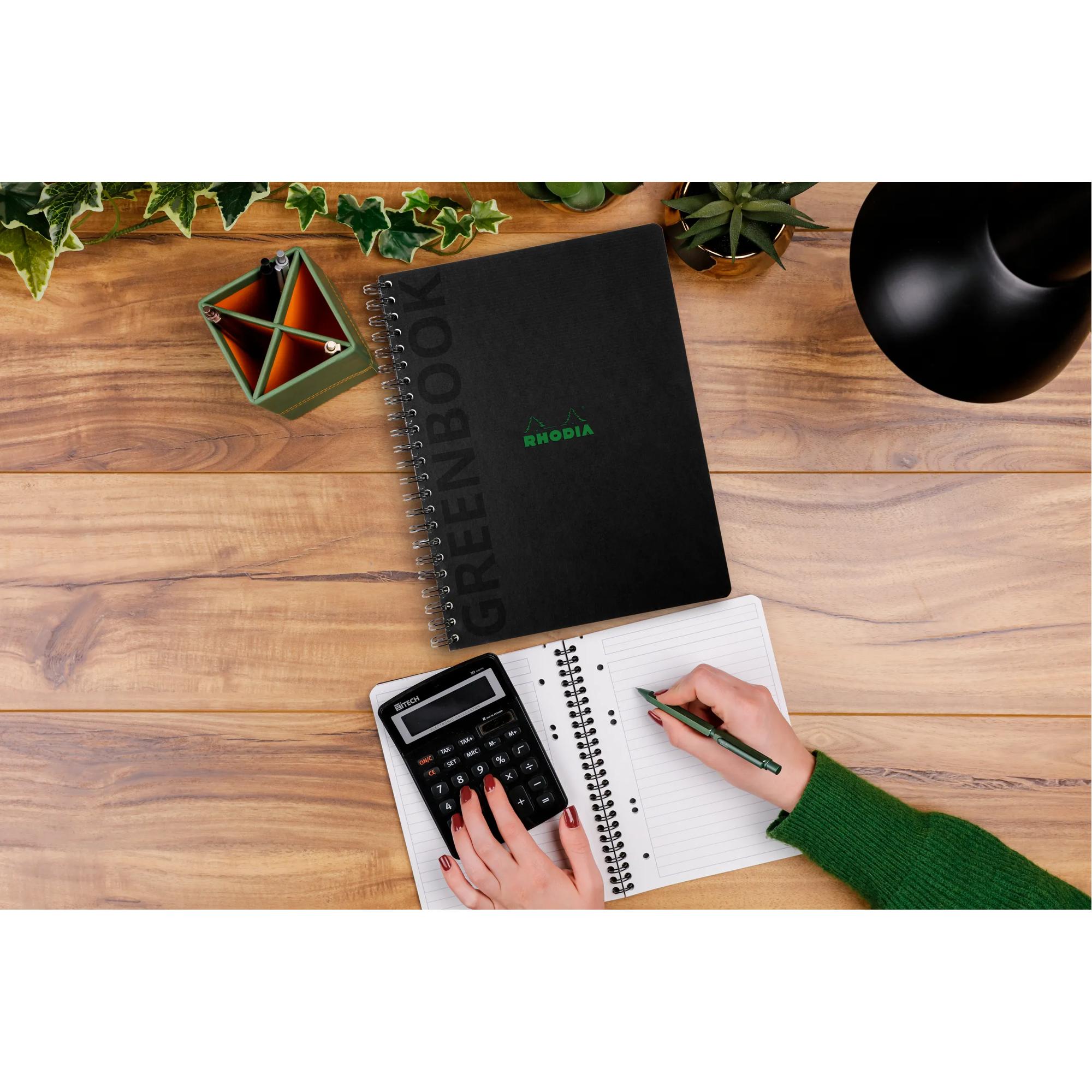 Rhodia Greenactive Wirebound Greenbook 100% Recycled Hard Cover A4+ Lined