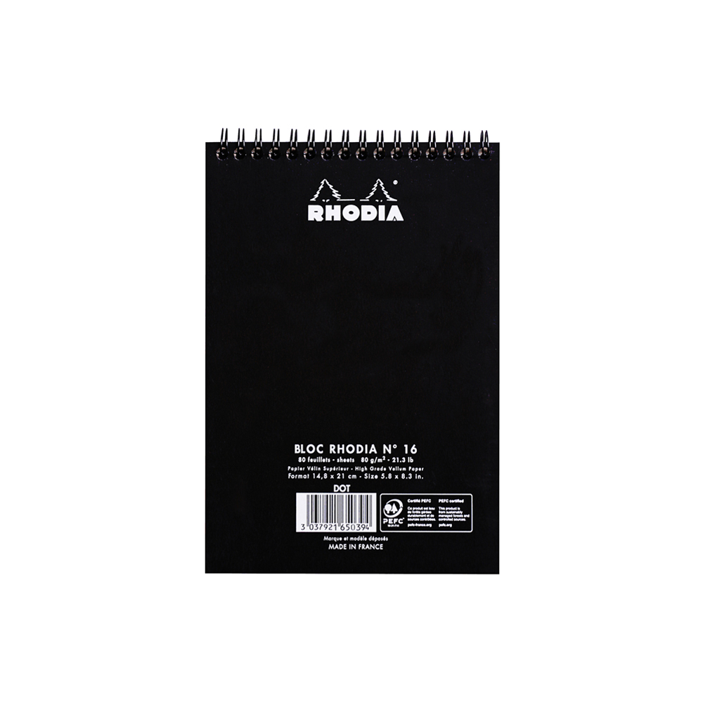 Rhodia Wirebound Notepad A5 Dot Grid Black