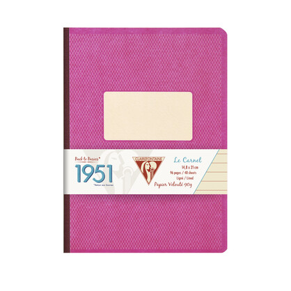 Clairefontaine 1951 Clothbound Notebook A5 Lined Raspberry