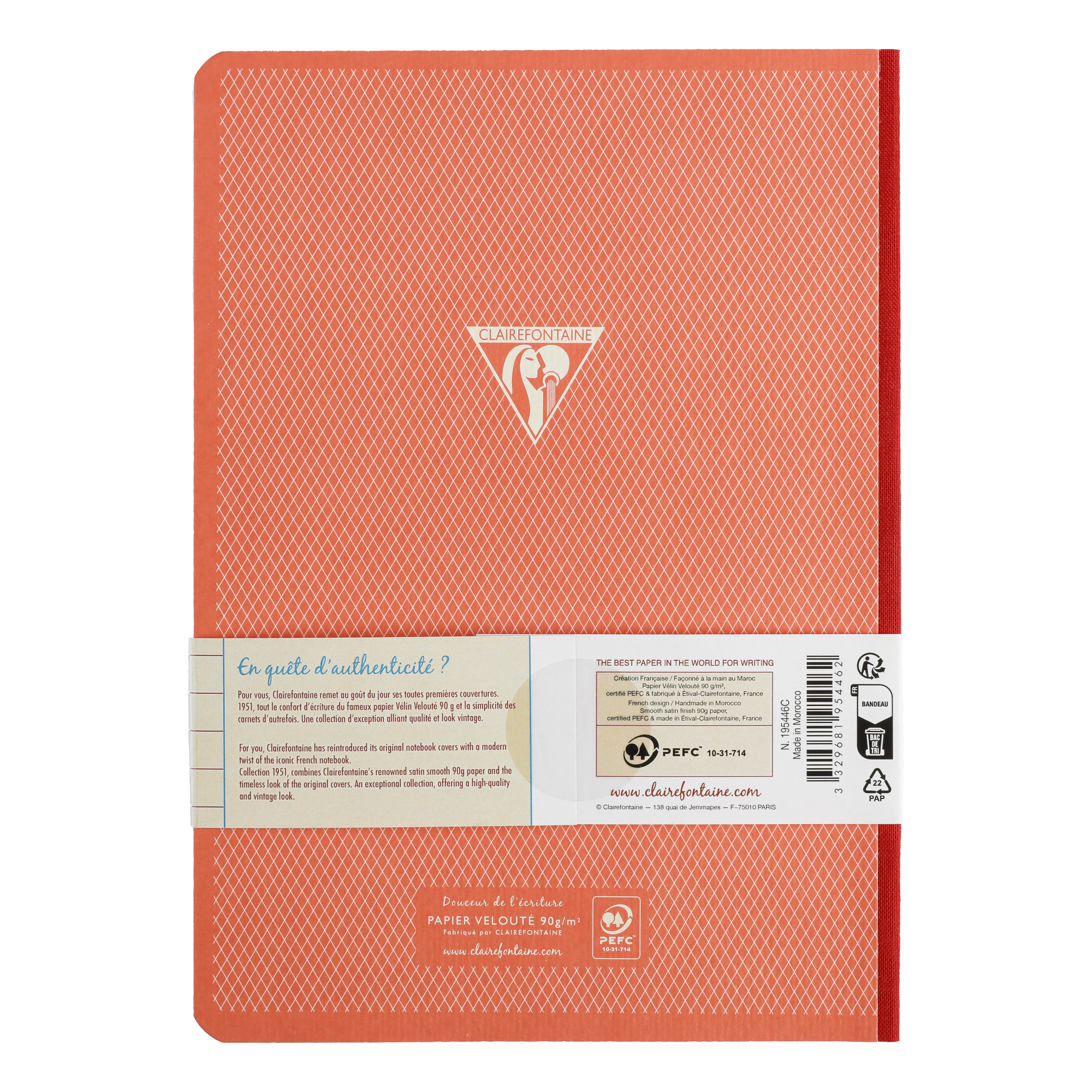 Clairefontaine 1951 Clothbound Notebook A5 Lined Red Coral
