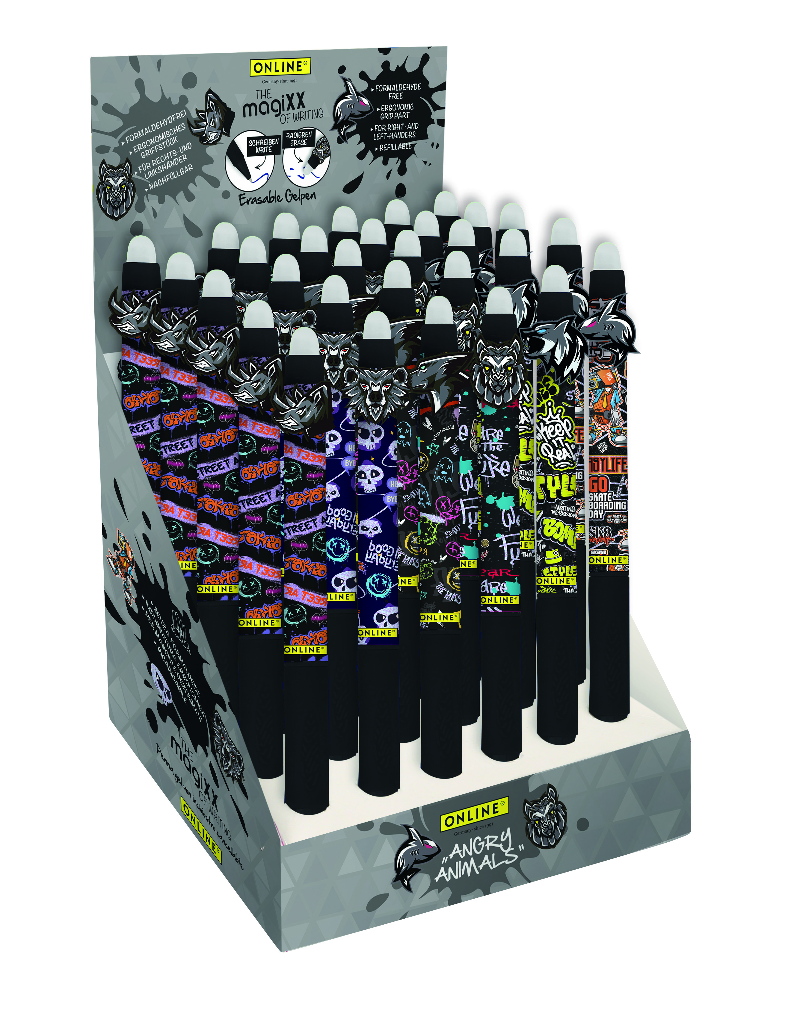 ONLINE Germany magiXX Fun 'Angry Animals' CDU 30 Erasable Gel Pens