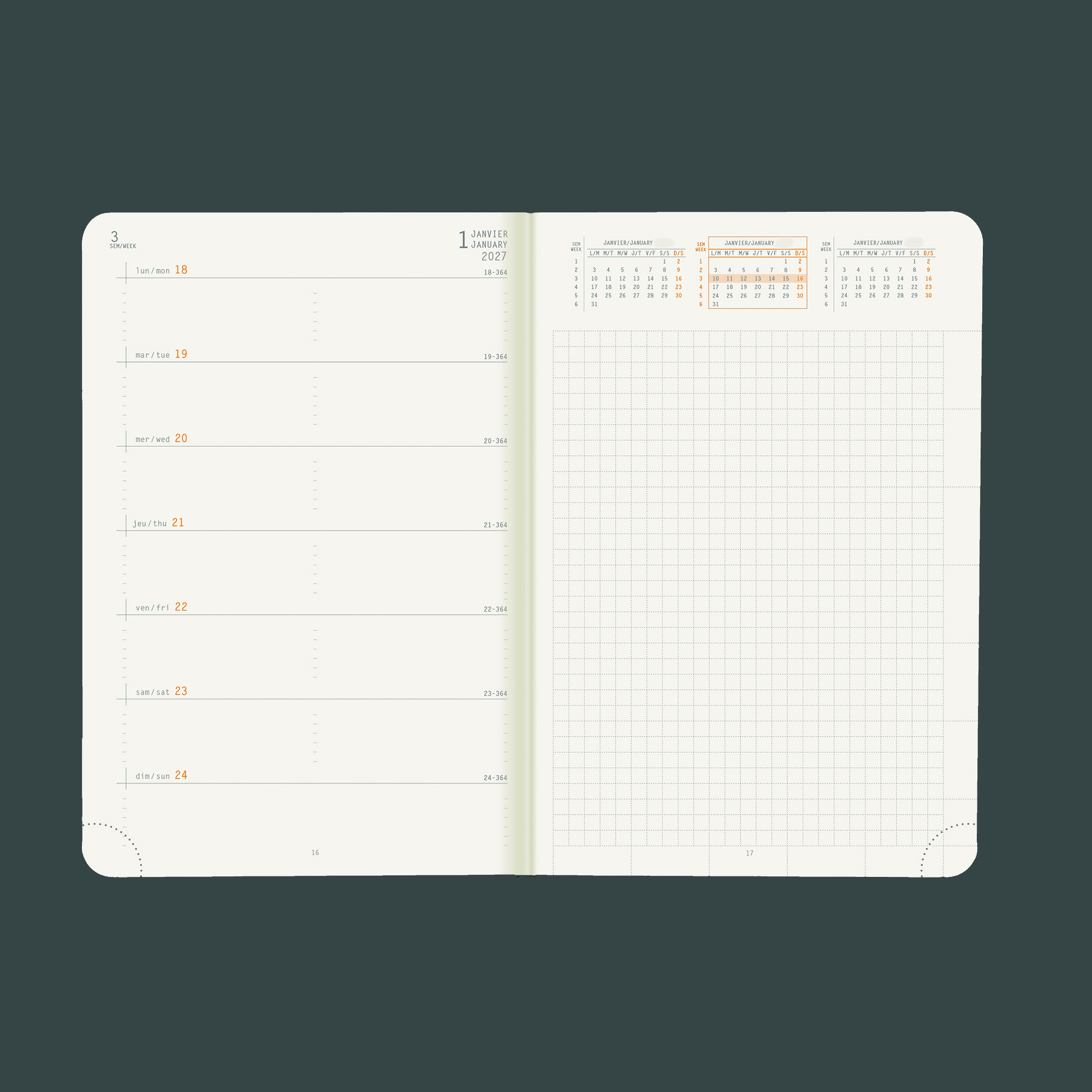 Rhodia 2027 Weekly Notebook Diary A6 Sage (pre-order by 27/2/26)