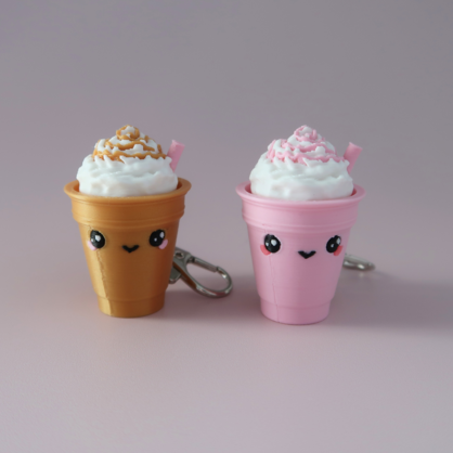 Pink Frappe Coffee Clicker - Keyring Version - 3D Printed