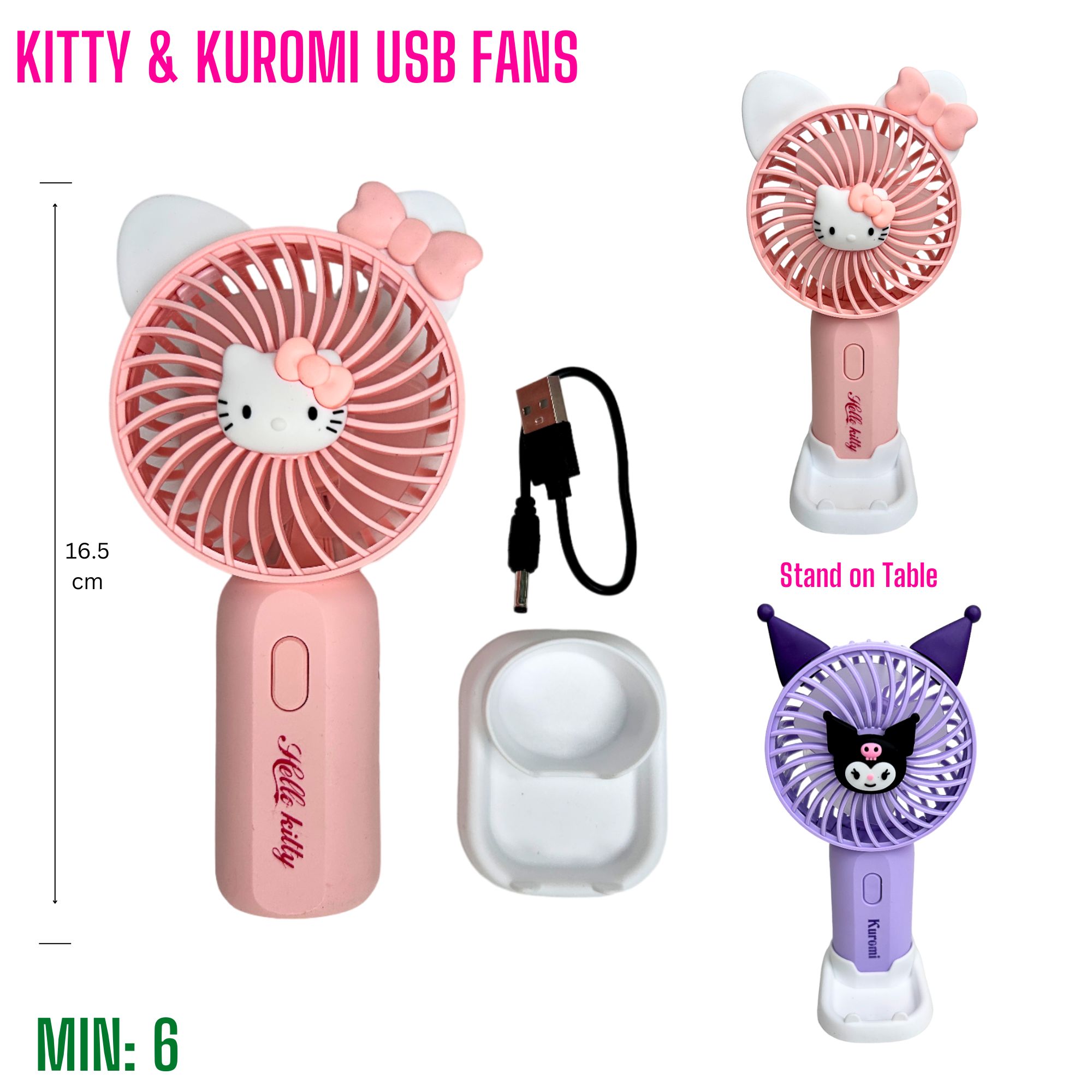 MI-KKFAN-  Kitty & Kuromi USB Handheld Portable Fan