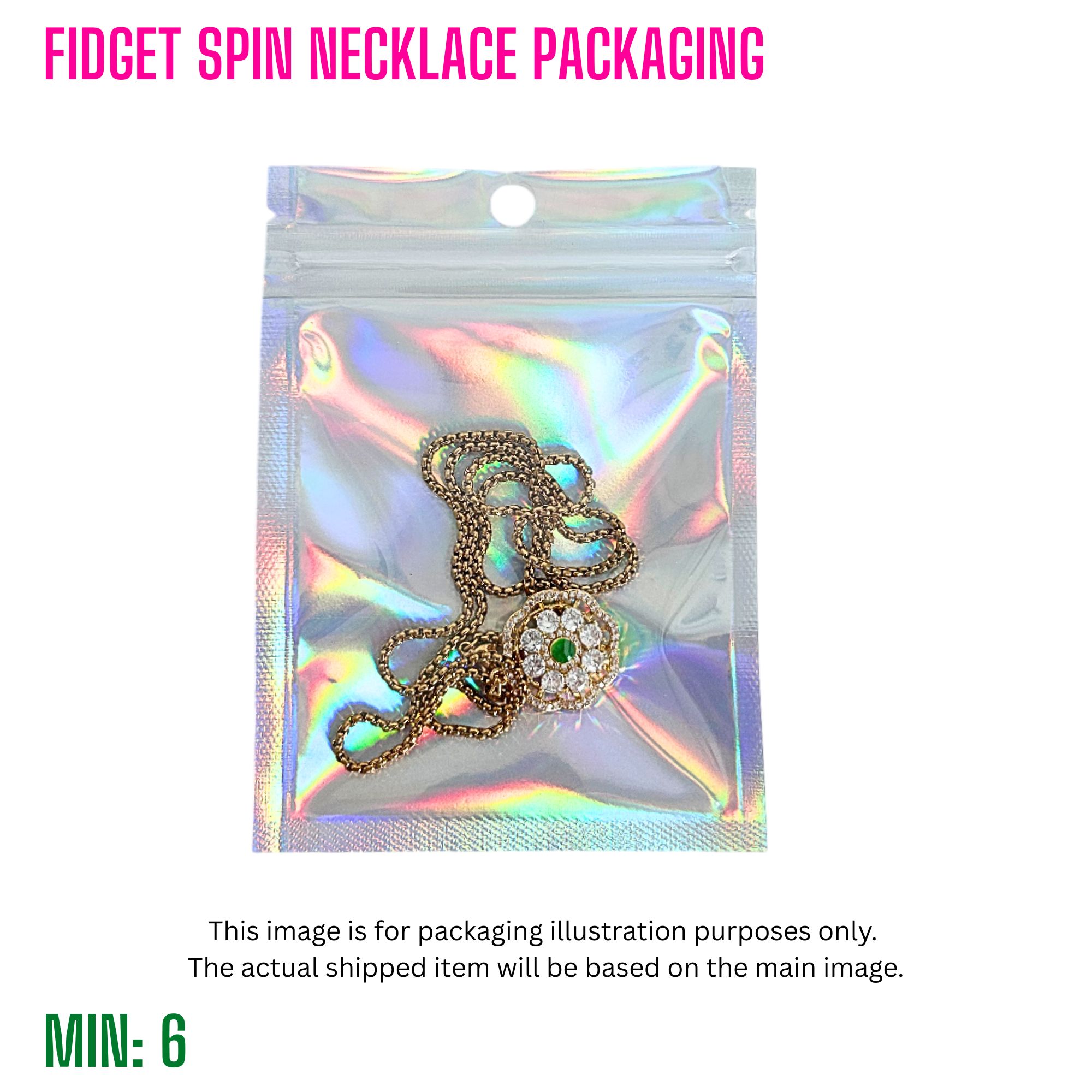 MI-FIDGETNECKLACE11 - Fidget Spin 4 Hearts Necklace
