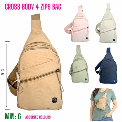 MI-CROSSBAG3 - Cross Body 4 Zips Bag