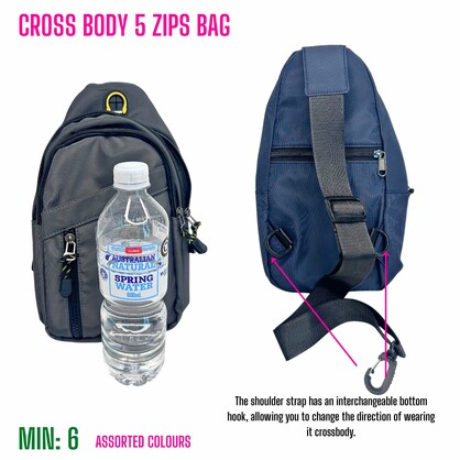 MI-CROSSBAG2 - Cross Body 5 Zips Bag