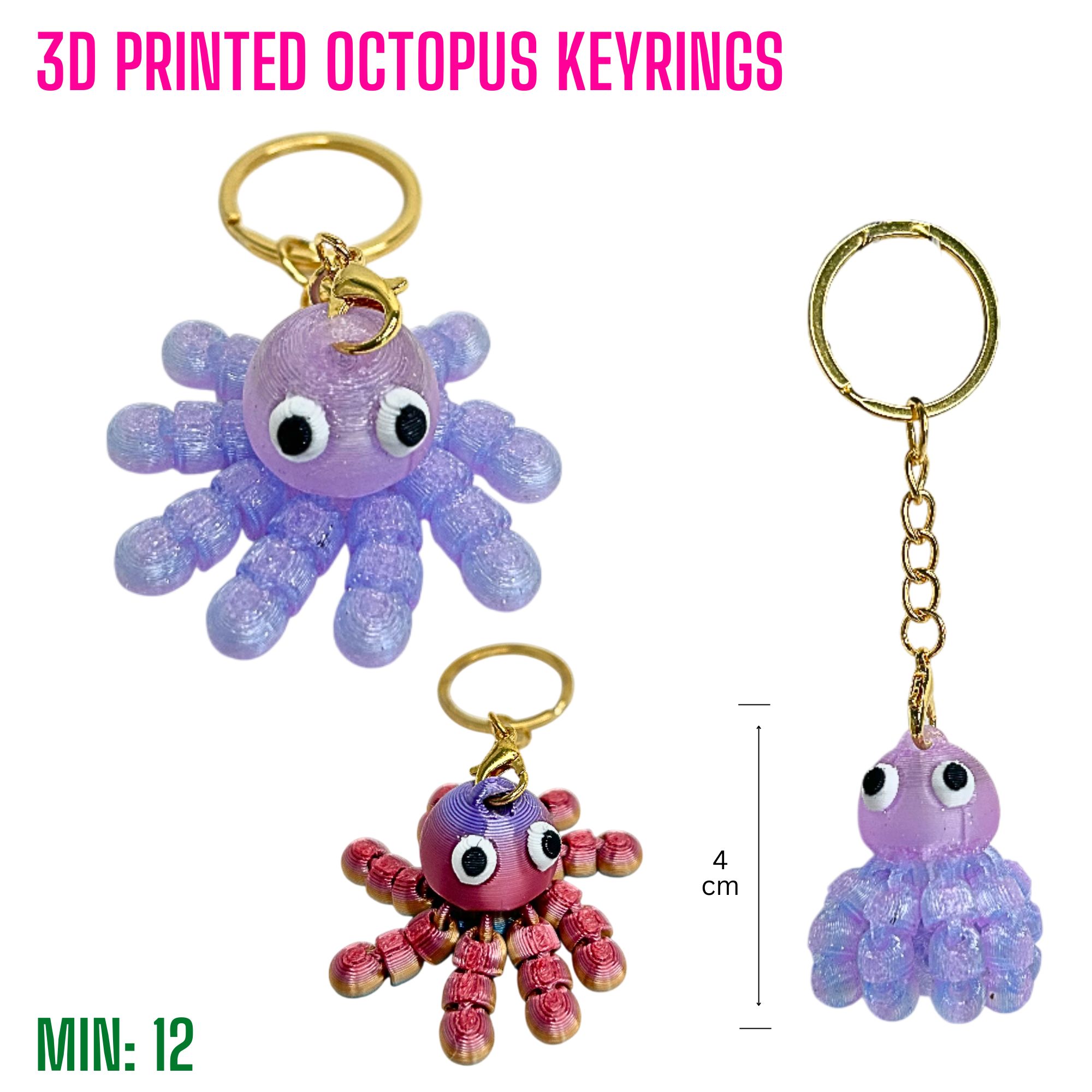 TO-3DKEYRING8 - 3D Printed Octopus Keyrings