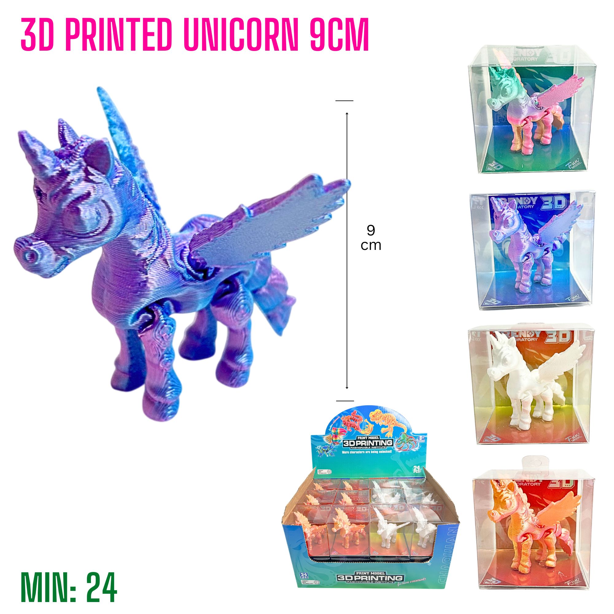 TO-3DUNICORN9 - 3D Printed Unicorn 9cm with Box