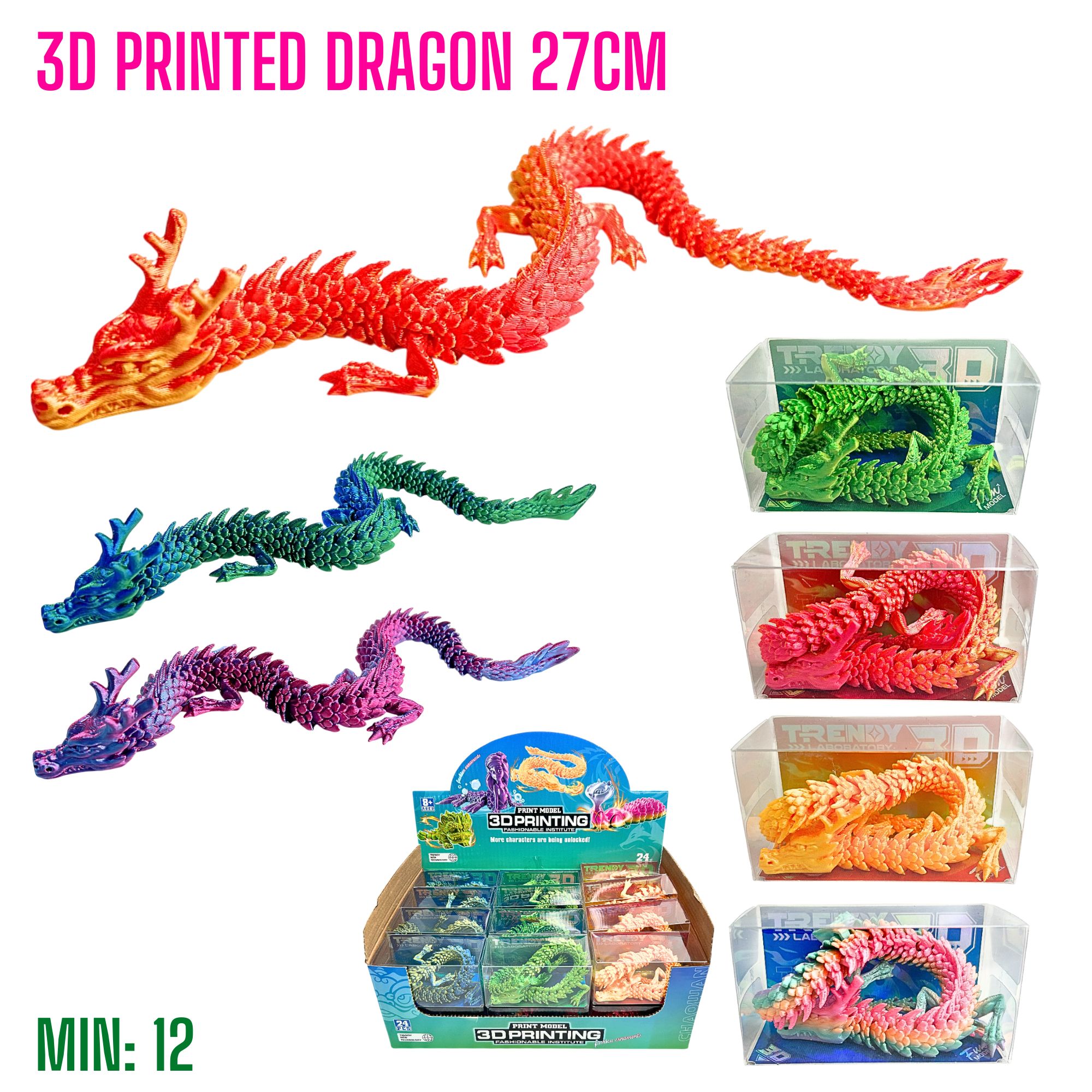 TO-3DDRAGON27 - 3D Printed Dragon 27cm with Box